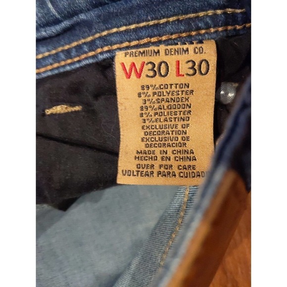 Seven 7 Straight Fit Medium Wash Denim Jeans Mens 30 x 30 Embroidered Stretch - Picture 3 of 6